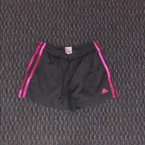 Grey and pink adidas shorts